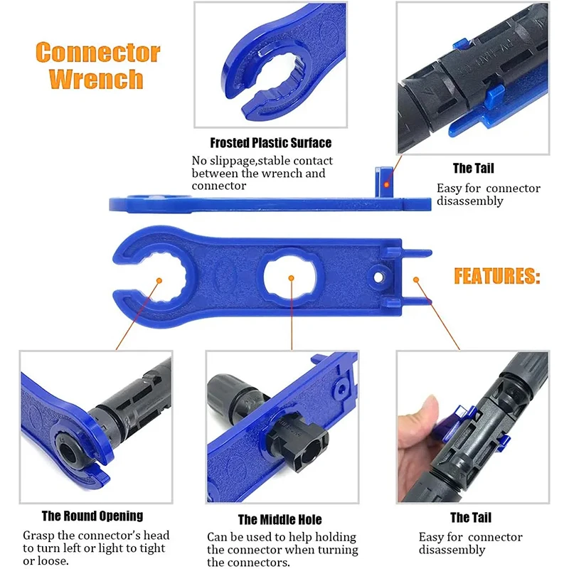 Description Picture 5 of item10/20/50/100/400PCS Photovoltaic Solar Connector Kit Plug 1000V 30A connectors for solar panels PV/MC Cable 2.5/4/6mm²