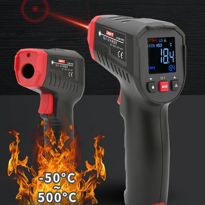 UNI-T UT306S UT306C Digital Thermometer Non Contact Household Industrial Infrared Laser Temperature Tester Meter Gun -50℃-500℃ digital thermometer infrared thermometer