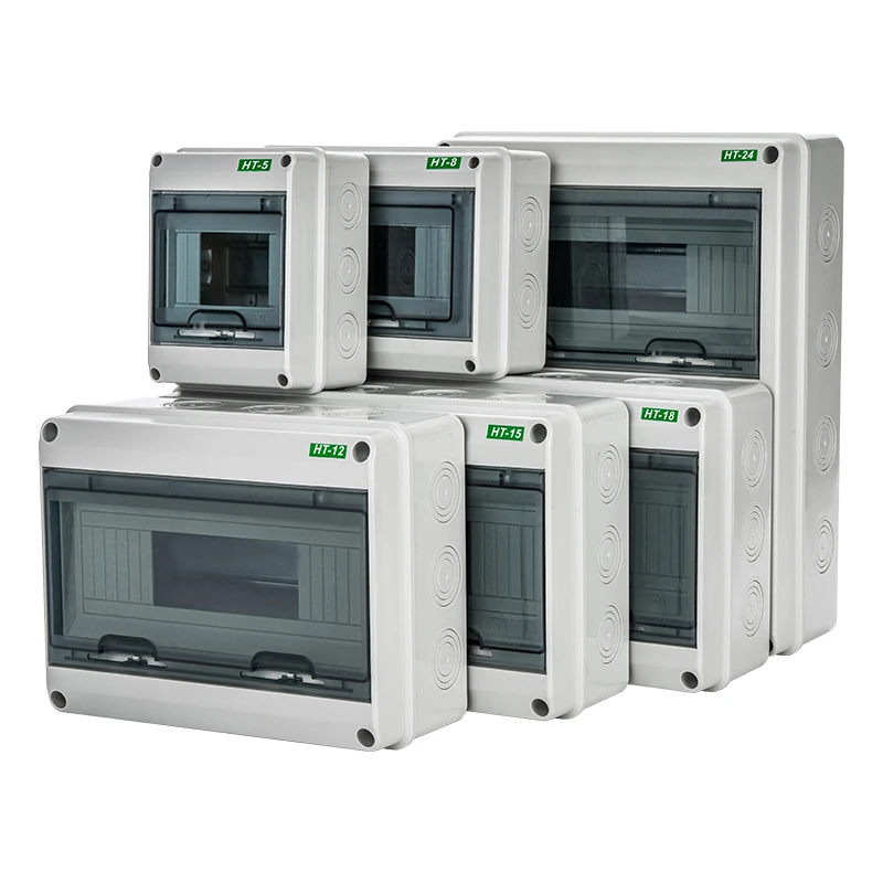 HT-5/8/12/15/18/24 Plastic Distribution Box Waterproof MCB Box Panel Installation Distribution Waterproof Junction