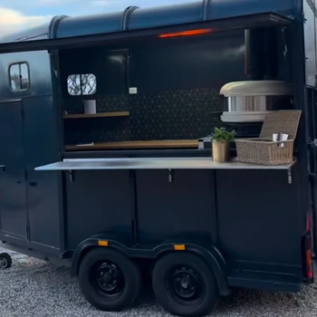 Round Food Trailer Concession Cart Mobile Kitchen Built In Cash Drawer POS Station Pre Installed For Modern Food Vending Shop 1