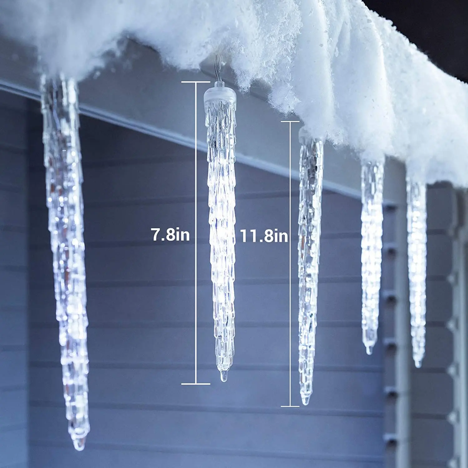 Christmas Icicle Lights – 20 Icicles 90 LED Crystal Ice String Lights for Outdoor and Indoor Decorations