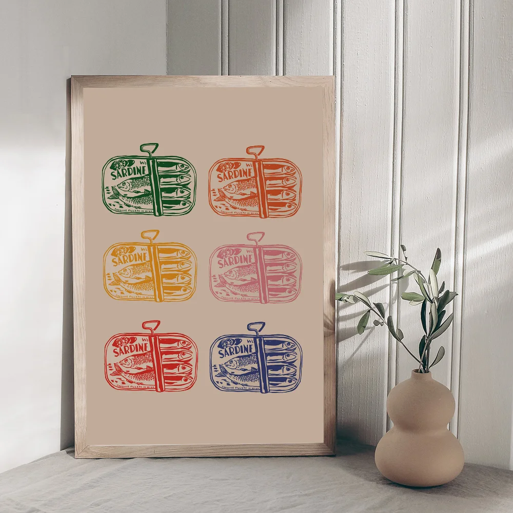 Colorful Sardine Lobster Fish Ocean Animal Classic Vintage Posters Whitepaper Prints Posters Artwork Kawaii Room Decor vintage posters poster prints