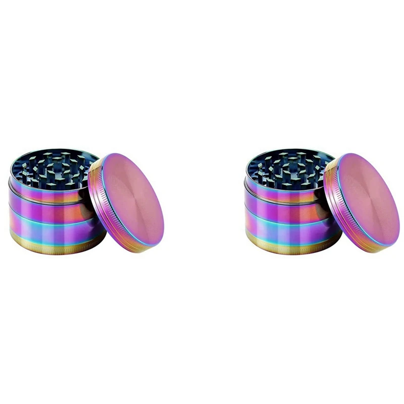 

2X Efficient Grinding Zinc Alloy Grinder,2 Inch Grinders - 4 Layer Rainbow Grinder