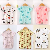 2024 New Printed Mickey Newborn Baby Clothes Romper Short Sleeved Onesie Toddler Girl Boy Casual Infant Jumpsuit Babies Costume 1