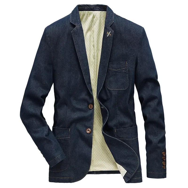 Denim Blazers Men jacket Male Outerwear Oversized Business Casual Jacket Men's Clothing Leisure Suit Jacket 4XL A2G81985