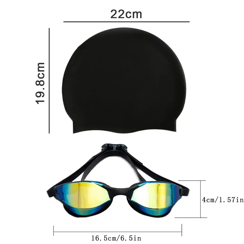 Swimming Goggles Swimming Cap JSJM Professional Swimming Goggles for Adults HD Anti-Fog Waterproof Silicone Swim Cap + Swim Glasses for Men & Women Gifts