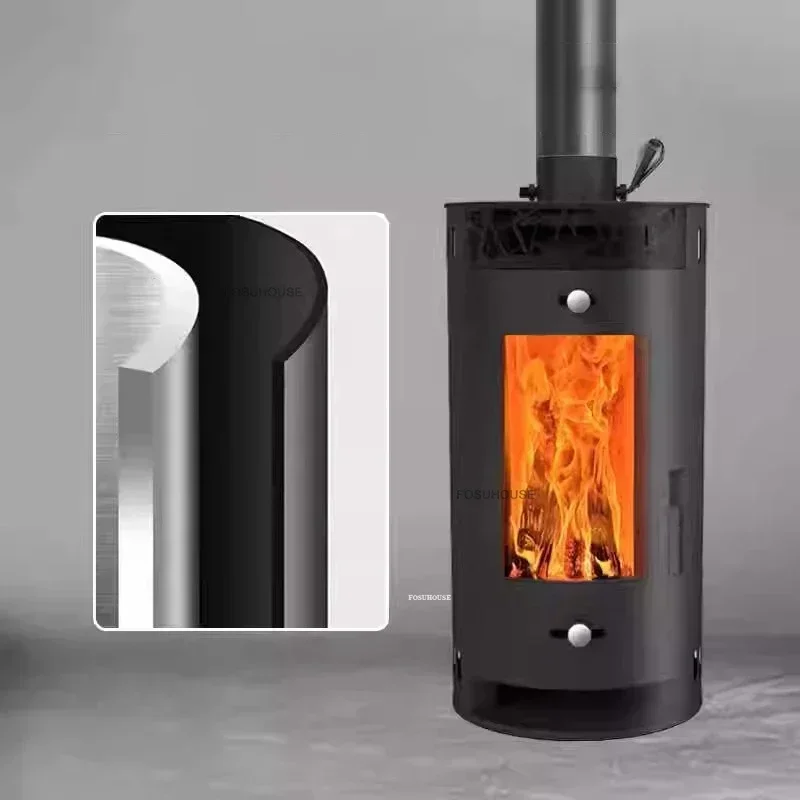 เตาผิงตกแต่งห้องนั่งเล่น เตาผิงไฟจริงสุดหรู พร้อมปล่องไฟ เตาไม้สไตล์ยุโรปสำหรับให้ความอบอุ่นภายในบ้าน 1