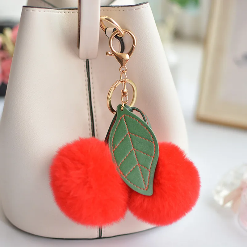 6cm Exquisite Rex Rabbit Color Fur Ball Keychain School Bag Hat Scarf Diy Handmade Pompom Support Mixed Color 5/10Pcs