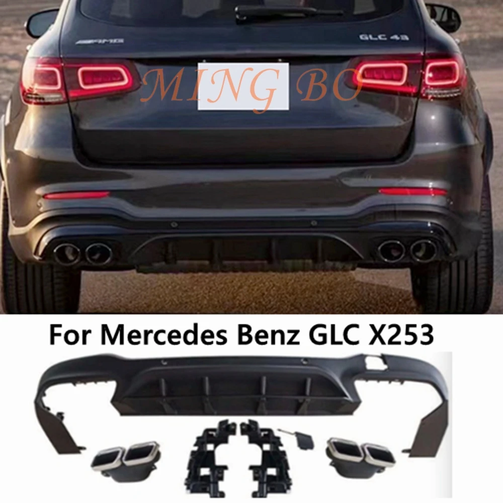 

PP Rear Diffuser with Exhaust Tips FOR Mercedes Benz GLC X253 Sport GLC 300 GLC250 GLC43 SUV 2015-2019 Car Styling Rear Lip