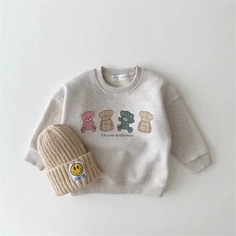New Baby Hoodies Cute Bear Print Infant Boys Cartoon Tops Autumn Kids Long Sleeve Sweatshirt Cotton Girls Clothes Girl sweatshirt Kids sweatshirt