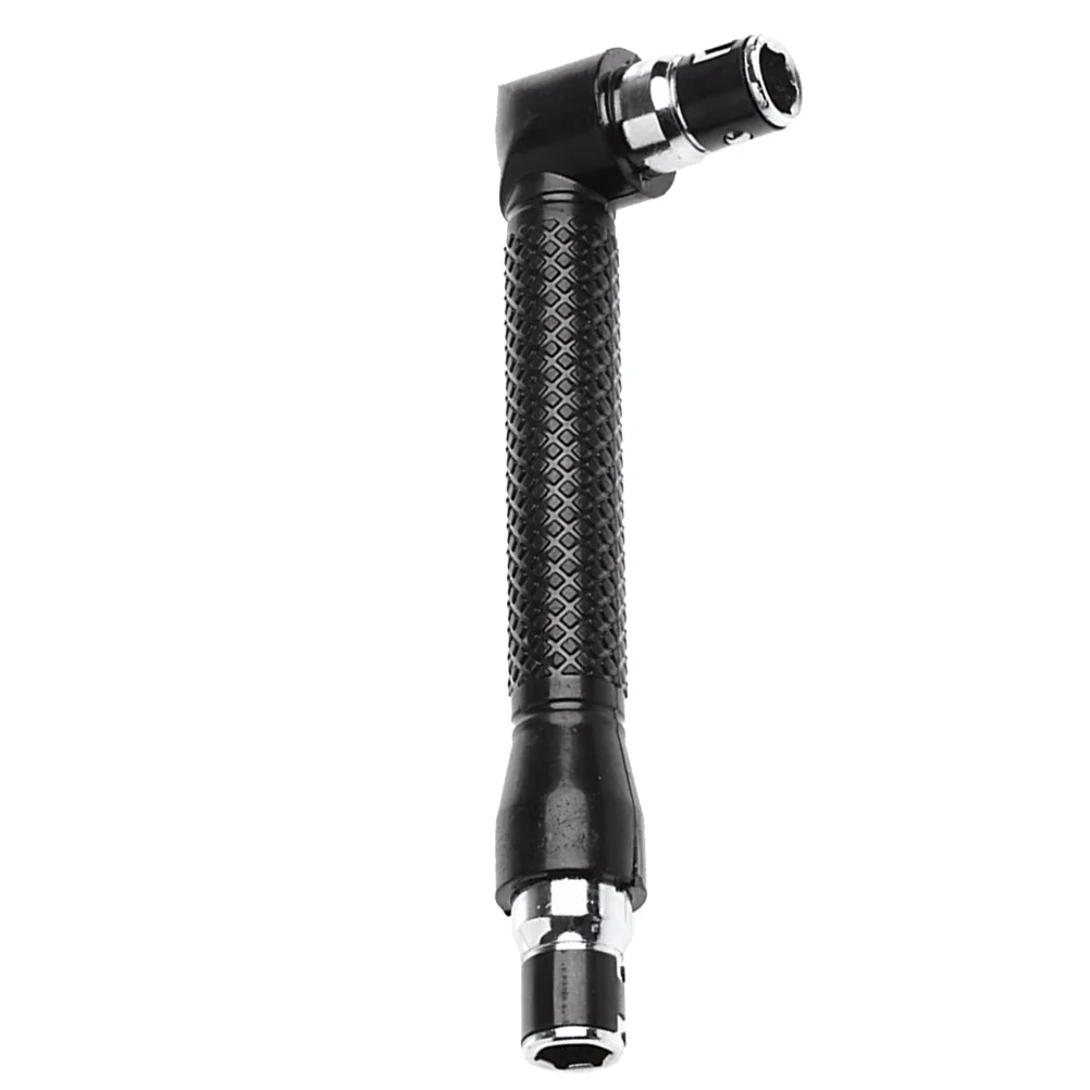 

Double-headed L-shaped Socket Wrench Extension Handle Screwdriver 1/4'' Hex 90 Degree Right Angle Screwdriver Adapter (Black)