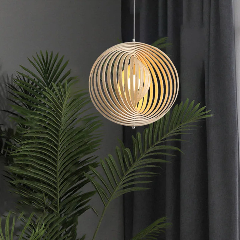 

ZK50 Rotating Ring Moon Restaurant Chandelier Simple Log Bedroom Kitchen Lighting Decoration Hanging Line Lamps