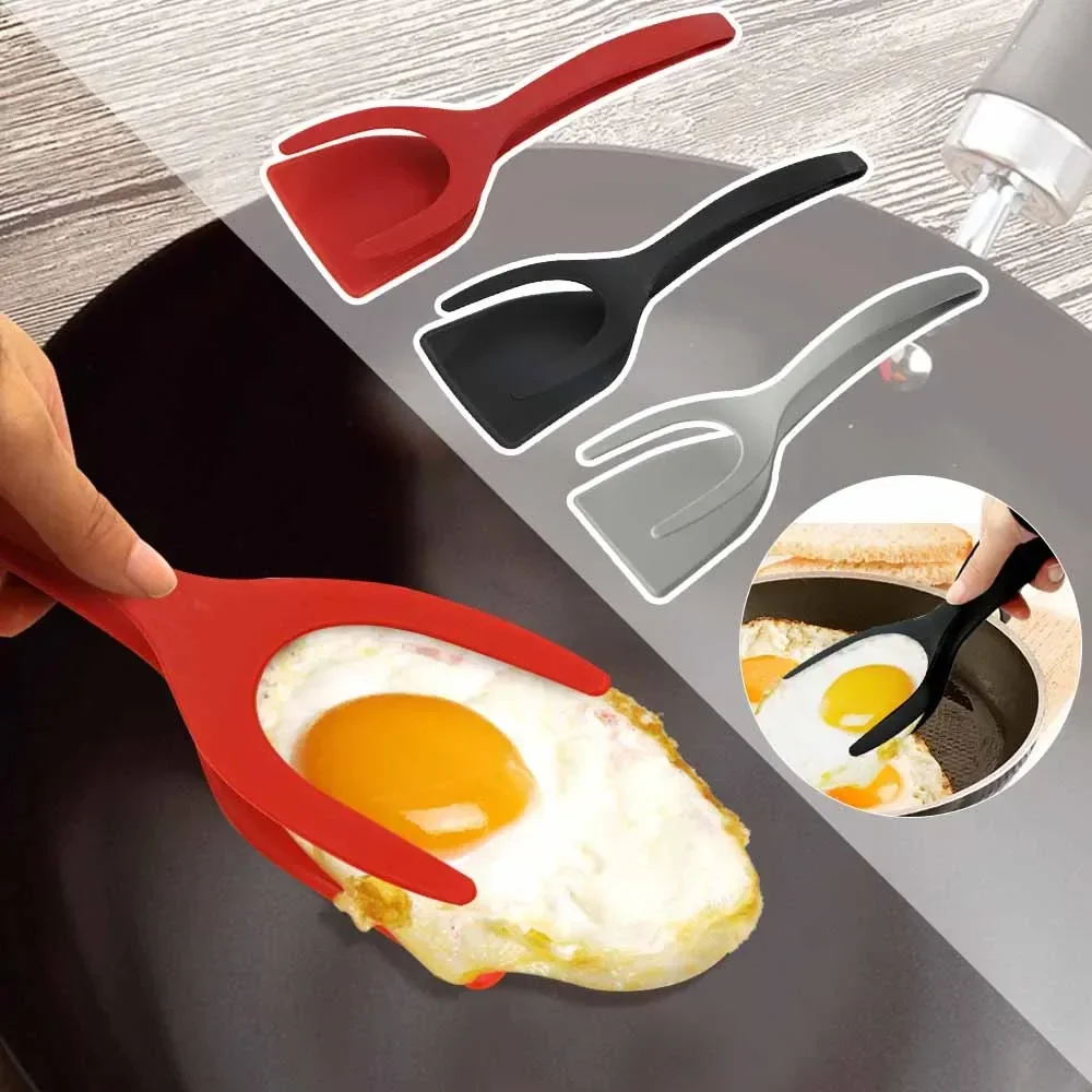 Kitchen Utensils Multifunctional Tool Set 2-in-1 Kitchen Accessories Kitchen Gadget Sets Omelette Spatula Silicone Spatula for Toast Pancake Egg Flip Tongs Cocina