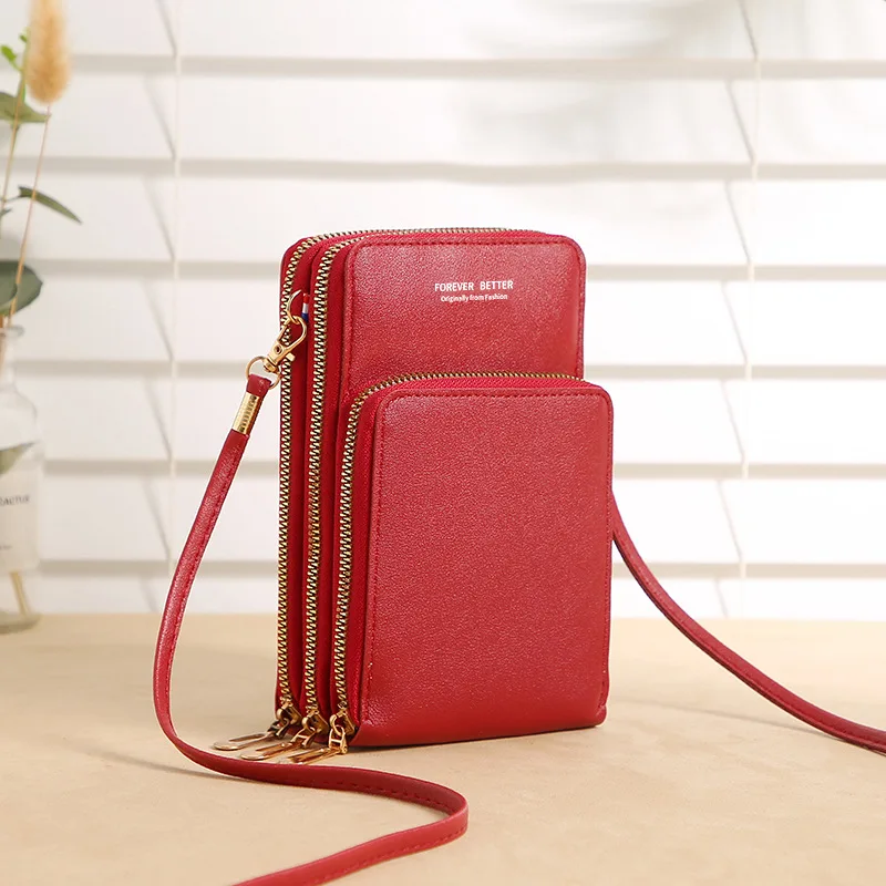 Women's Fashion New Large Capacity Multifunctional Wallet Mobile Phone Card Solid Color Simple Shoulder Bag