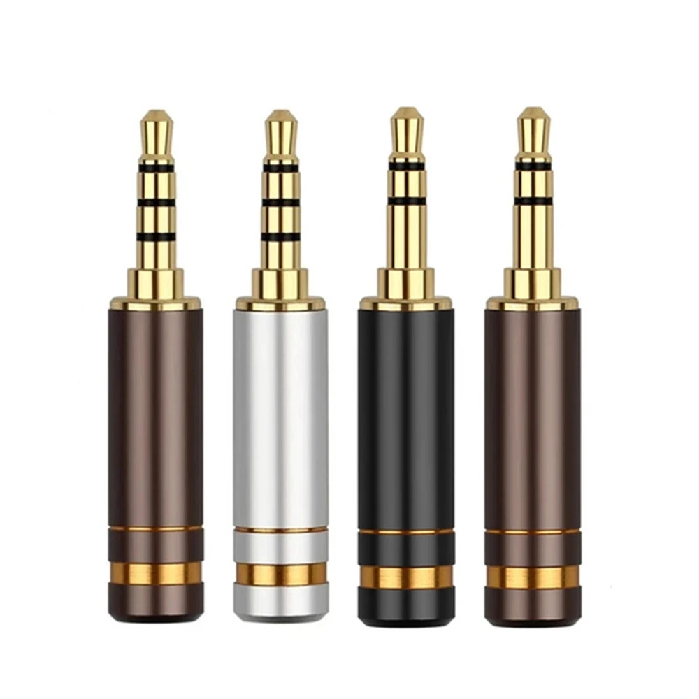 Conector de auriculares estéreo de cobre chapado en oro, adaptador de Audio de aleación de Conector de cable macho de Metal, 3 colores, de 3,5mm, 3/4 polos| | - AliExpress