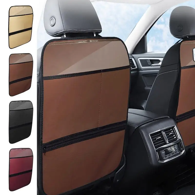 

Anti Kick Storage Mat Leather Back Seat Protector Waterproof Anti Kick Mat Multiple Pockets Backseat organizer auto accessories