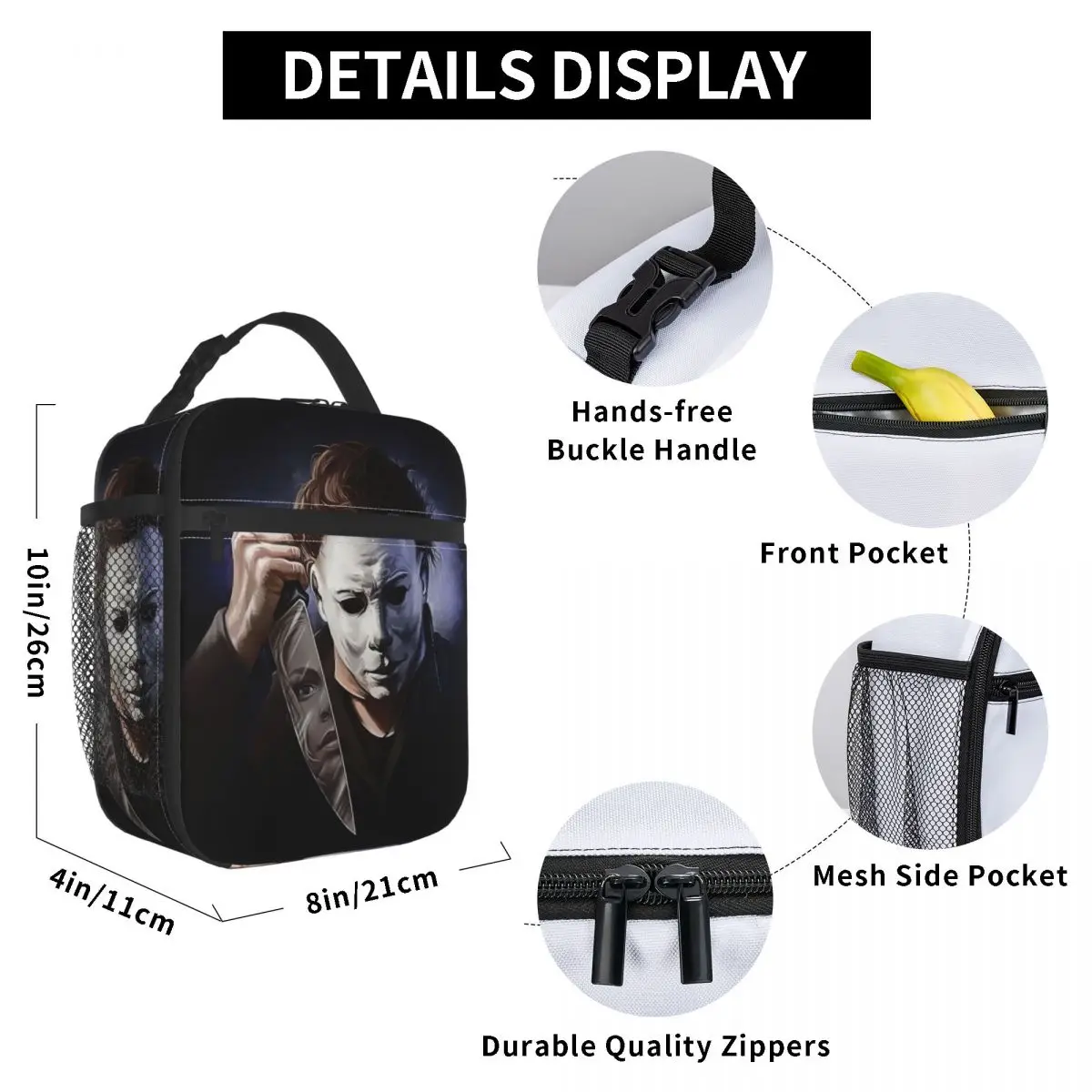 Michael Myers Knives Insulated Lunch Tote Bag for Women Halloween Film Art Resuable Thermal Cooler Food Lunch Box School Travel