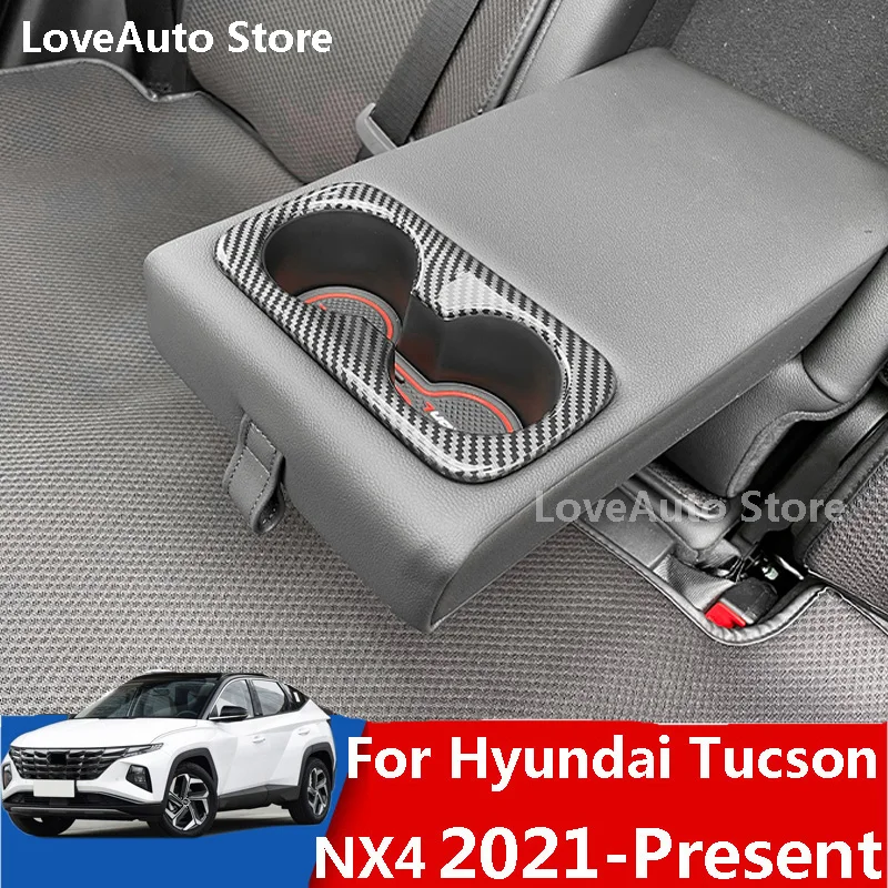 

Автомобильная задняя бутылка для напитков для Hyundai Tucson NX4 2021 2022, декоративная крышка, отделка, аксессуары из углеродного волокна