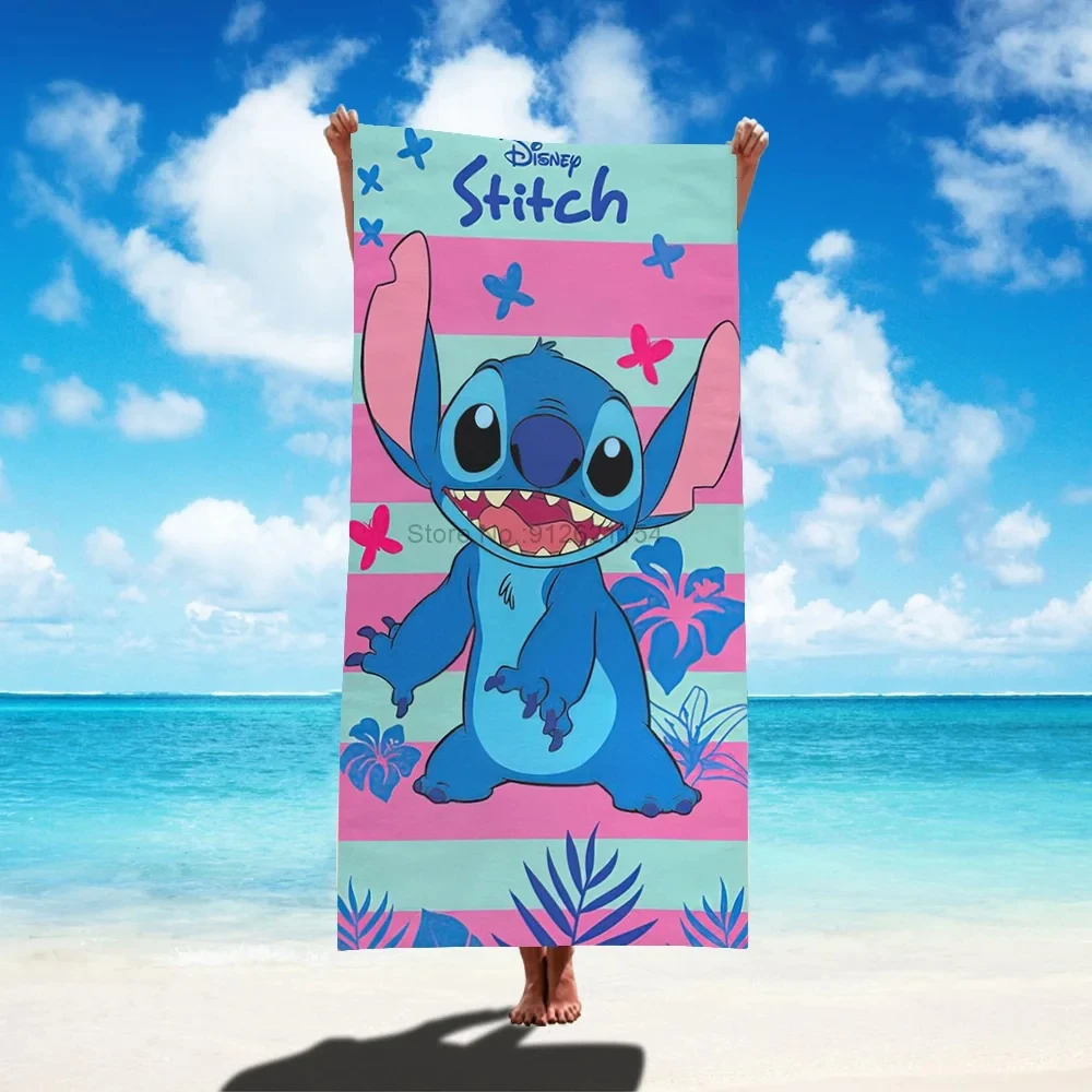 Serviette de bain Stitch Cartoon pour enfants, figurines d'anime, CAN o & Stitch, serviette de plage, été, natation, douche, washcaloth, fournitures scolaires, 75x150cm