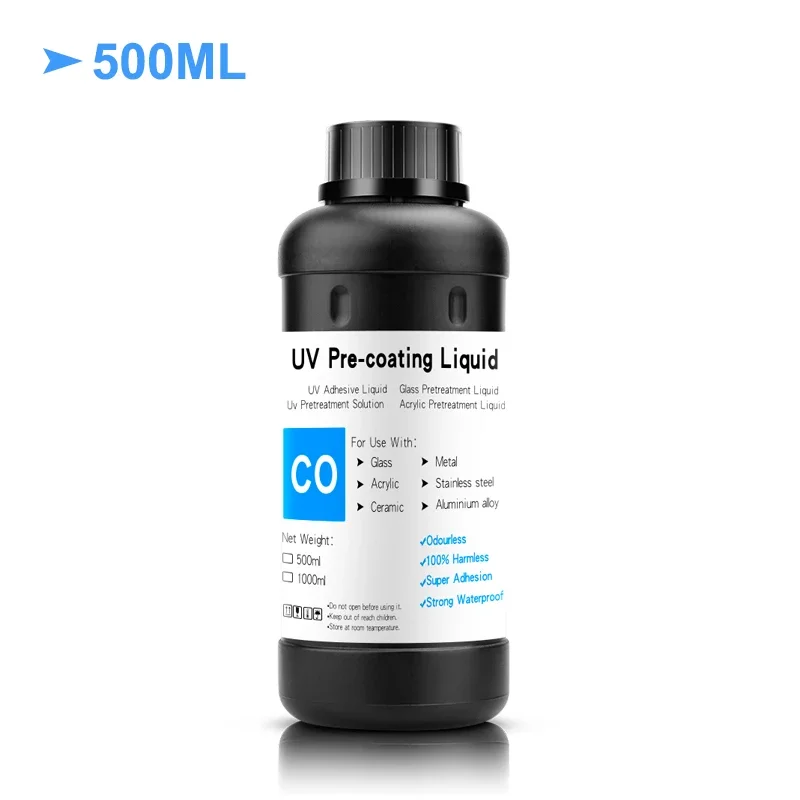 500ML UV 코팅액 UV 전처리 용액 (유리, 목재, 금속, 크리스탈, 가죽, 세라믹, PVC용) 무취