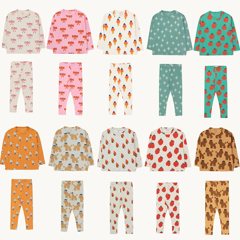 

New Tc 2023 Autumn Kids Girls Home Boys T-shirts And Legging Suits Children Cartoon Print Christmas Pajama Sets Baby Clothes