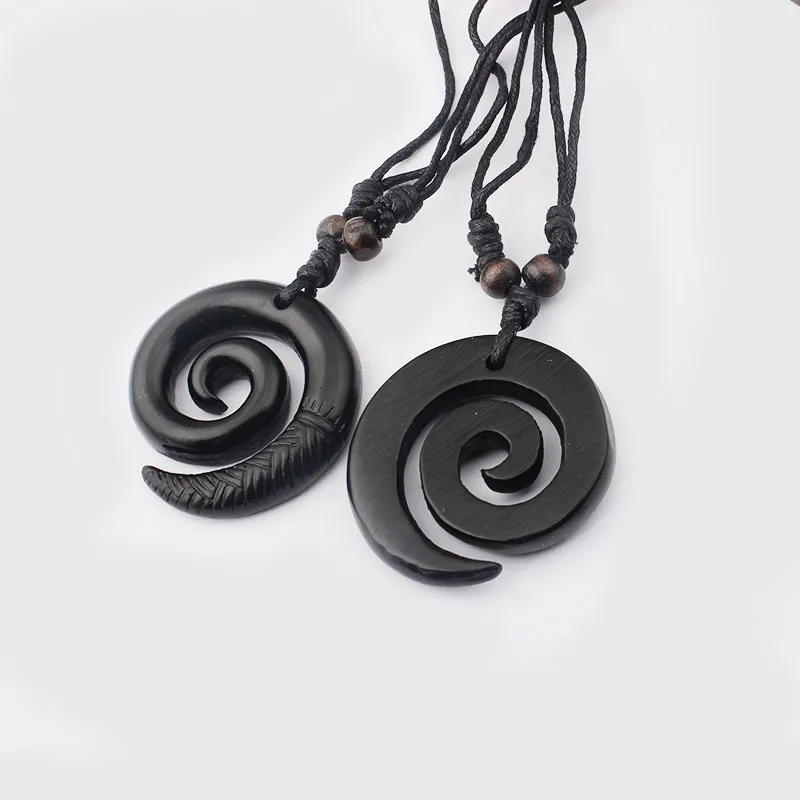 12pcs Tribal Swirl Resin Pendants Necklace Totem Amulet Charms Necklaces Neutral Fashion Jewelry Choker Wholesale