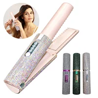 2-IN-1 Electric Hair Straightener Curler Fashion Colored Diamond  Design Cordless Travel Home Hair Straightening Styler Brush 1