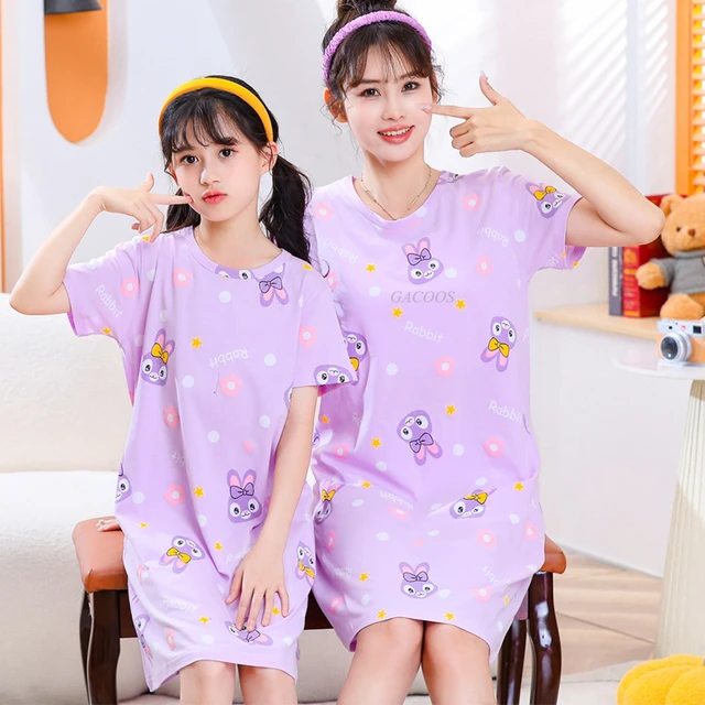 Summer Girls Nightgown O Neck Pajama Dress Loungedress Cute