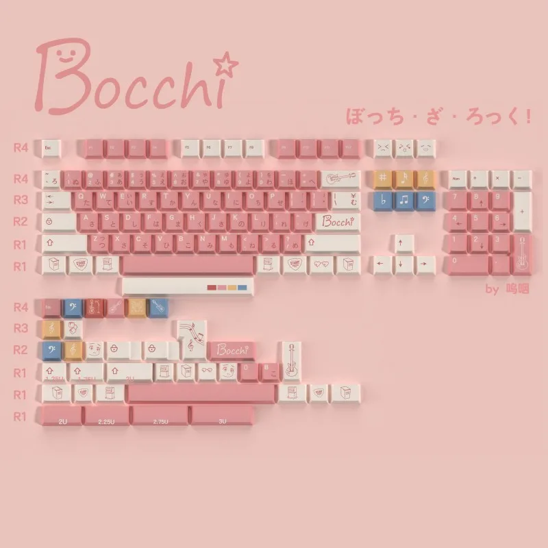 Tintura Pbt Subbed Keycap Anime Keycap Perfil Cereja The Rock Gotoh Hitori 140 Teclas por Conjunto 61 64 68 96 104