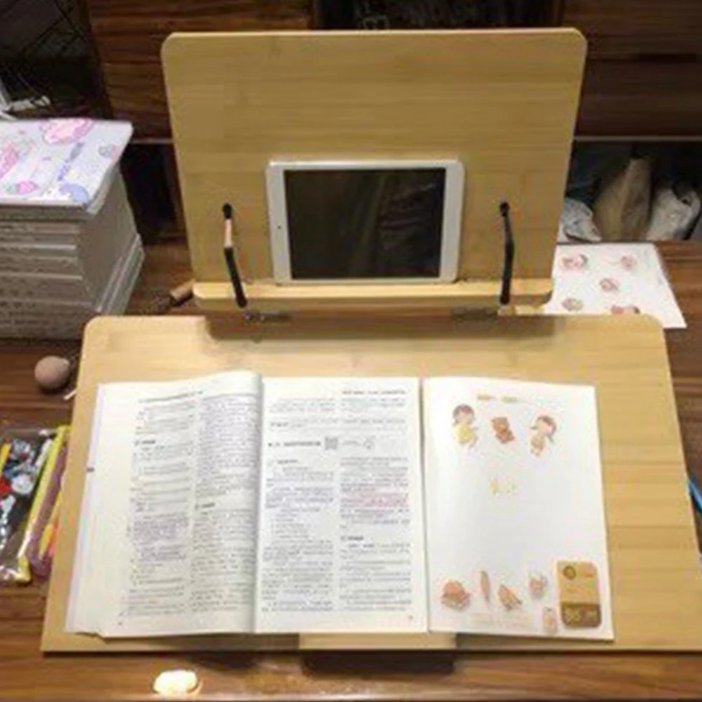 대나무 태블릿 노트북 홀더 방수 독서대 부드럽고 휴대 가능하며 조절 가능한 다용도 가정용 주방용