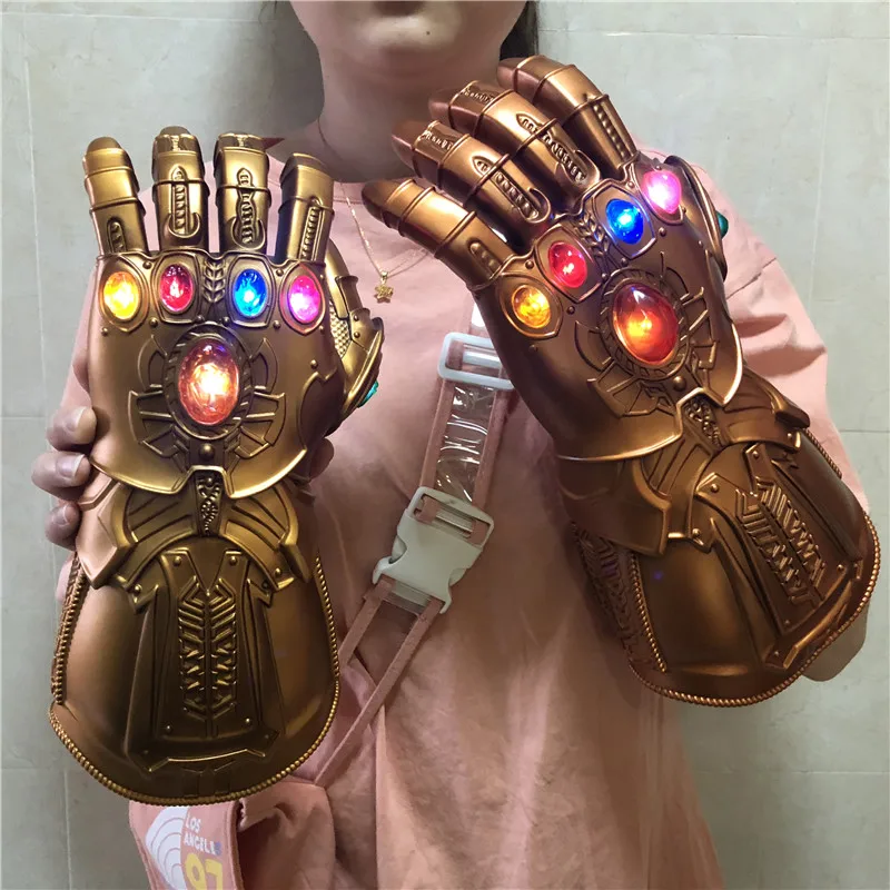 Marvel Thanos Gloves Iron Man Glove 1:1 Infinite Stone Superhero Weapen Gold Gauntlet LED Light Captain America Cosplay Kid cosplay prop cosplay toy