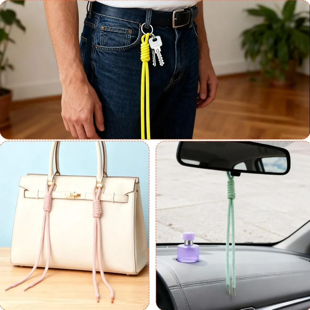 Braided Nylon Rope Lanyard with Handmade Knot - Keychain Crafting Materials (Available in Sets of 10, 20, or 50)