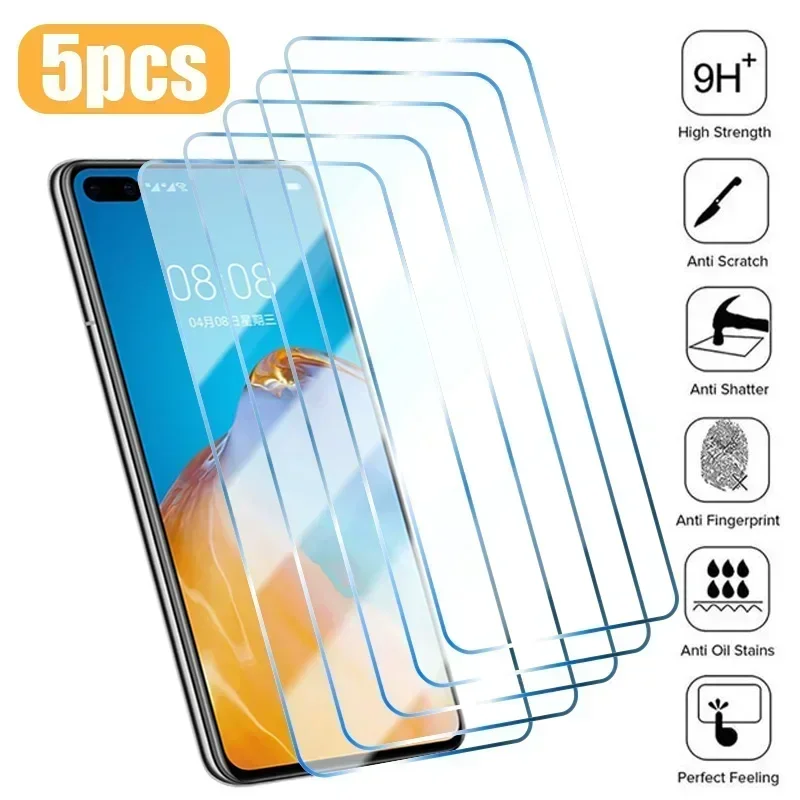 

5PCS Screen Protector For Huawei P40 P30 P20 Lite 5G P20 Pro Nova 5T Tempered Glass For Huawei Mate 20 Lite P Smart 2021 Glass