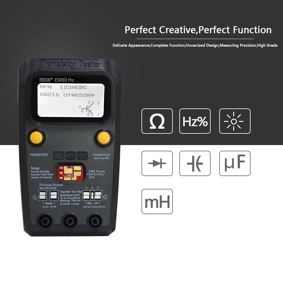 ESR02pro Multi-purpose Transistor ESR/SMD Tester Smart Diode Triode Capacitance