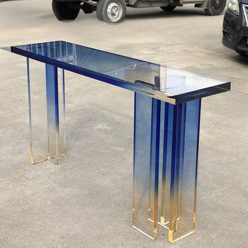 

Customized acrylic porch desk against the wall, narrow entrance corridor, modern and simple end view platform