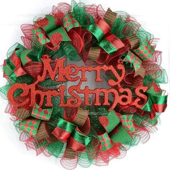 Christmas Decor Mesh Ribbon for Wreaths Making Supplies Christmas Tree Decorative For Home 2025 Xmas Gifts DIY New Year Navidad