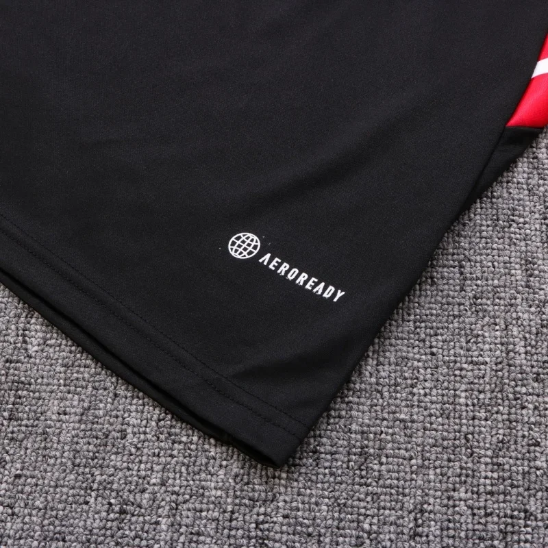 Adidas Soccer Jerseys Men Sweat Absorbing Fashionable Breathable Anti-wrinkle Sportswear Training Suit Black and Red