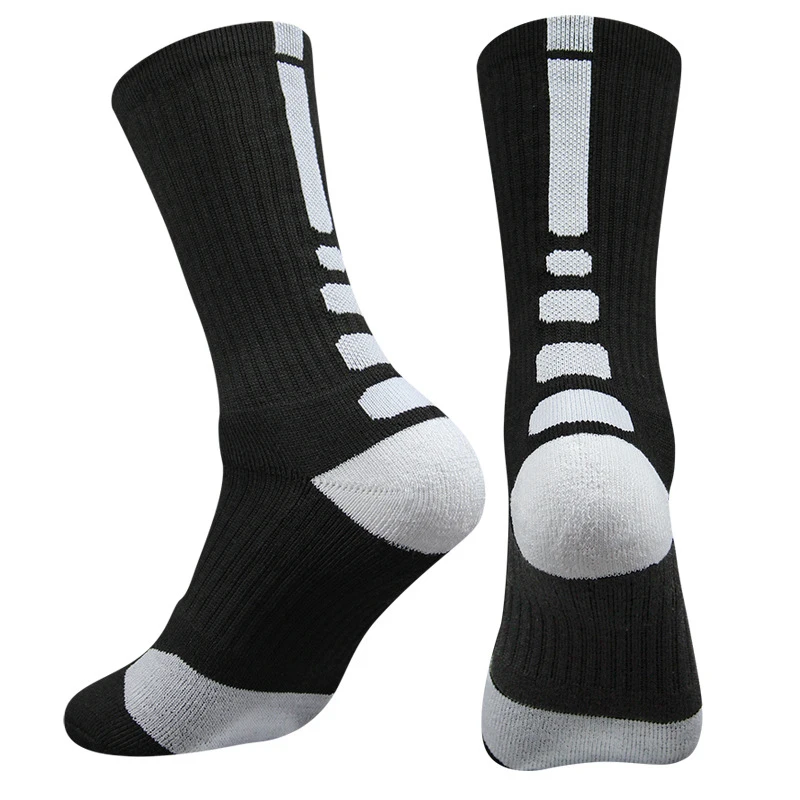 

1 Pairs Men Socks Striped Elite Socks Sport Basketball Socks Absorbs Sweat Mid-Calf socks Men Professional Thicken Breathable