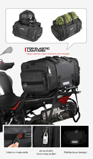 Rhinowalk Motorrad Sitztaschen 40-60L Wasserdicht Motor Rücksitztasche  Gepäcktasche Hecktasche Erweiterbar Satteltasche Reisetasche