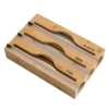 Hot 3 IN 1 Bamboo Wrap Dispenser with Cutter Food Wrap Cling Film Storage Organizer Bamboo Foil Organizer for Kitchen Drawer 1