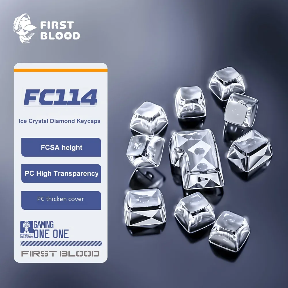 

FirstBlood FC114 PC 114 Keys FCSA Height Thickened Transparent Key Caps Crystal Diamond Wear Resistant Keycaps For Keyboard DIY