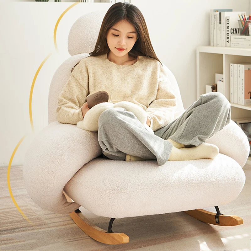 

Salon Reading White Recliner Chair Rocking Bedroom Luxury Sofa Nordic Comfy Chair Foldable Poltrona Living Room FurnitureLJYXP