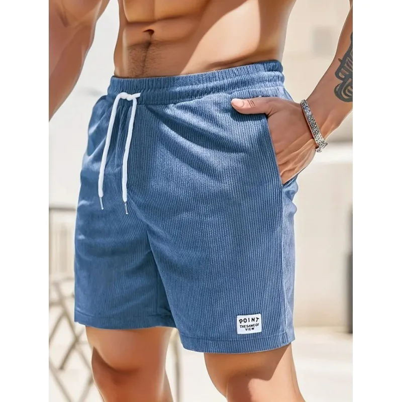 2026 Sommer Herren Cord-Sweatpants Lässige Shorts Herren Strandshorts Basketball Kurze Hosen Einfarbig Etikett Sportbekleidung Herren