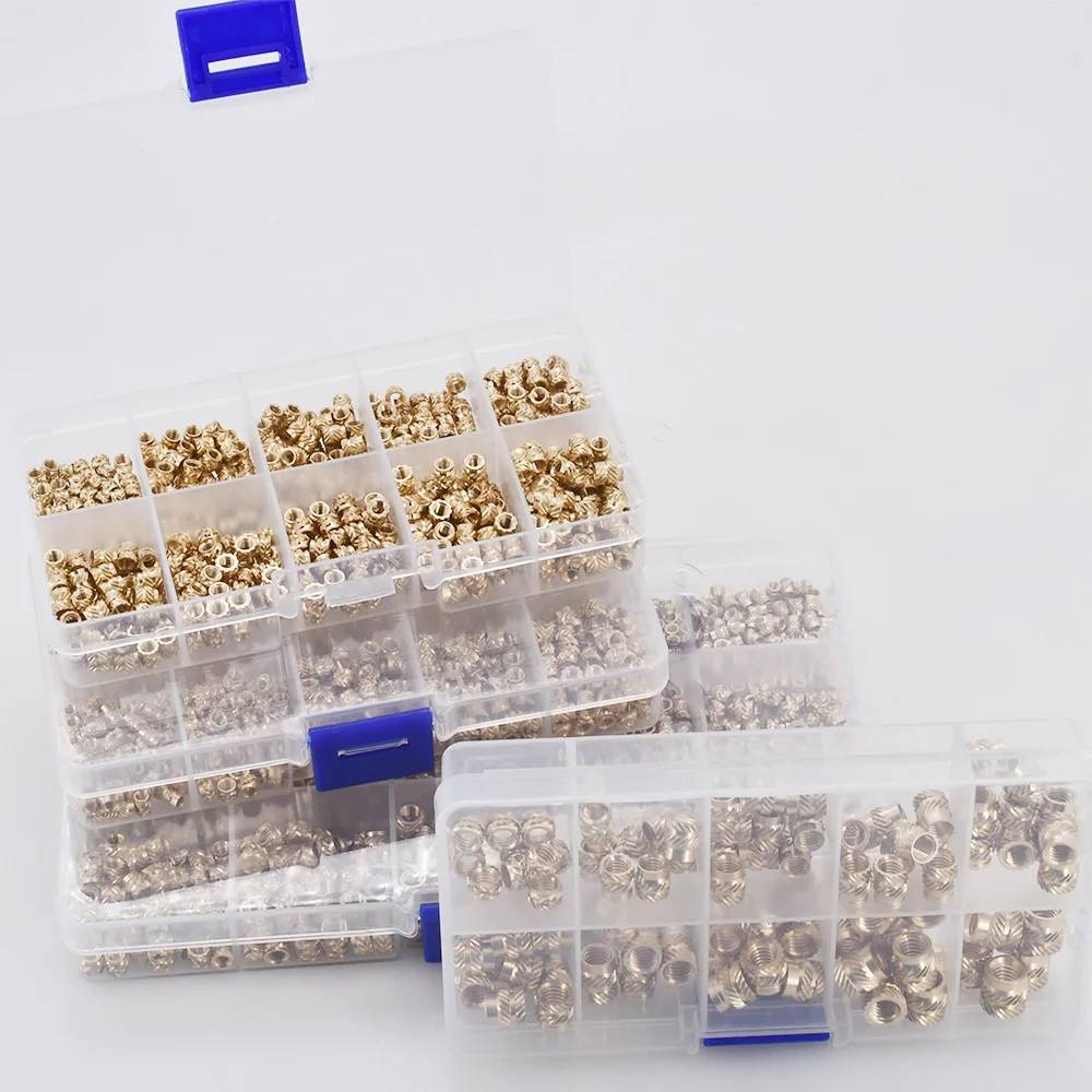 M2 M2.5 M3 M4 Brass Metric Thread Inserts Nut Brass Insert Knurled Nuts Plastic Heat Injection Molding Assortment Kit 3D Printer