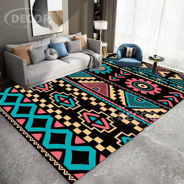 alfombras salon comedor Alfombra fieltro Vintage para sala de estar, alfombrilla antideslizante para absorbente, geométrica, Bohemia, marroquí, Alfombra de viaje étnica decoración hogar moderno| | AliExpress