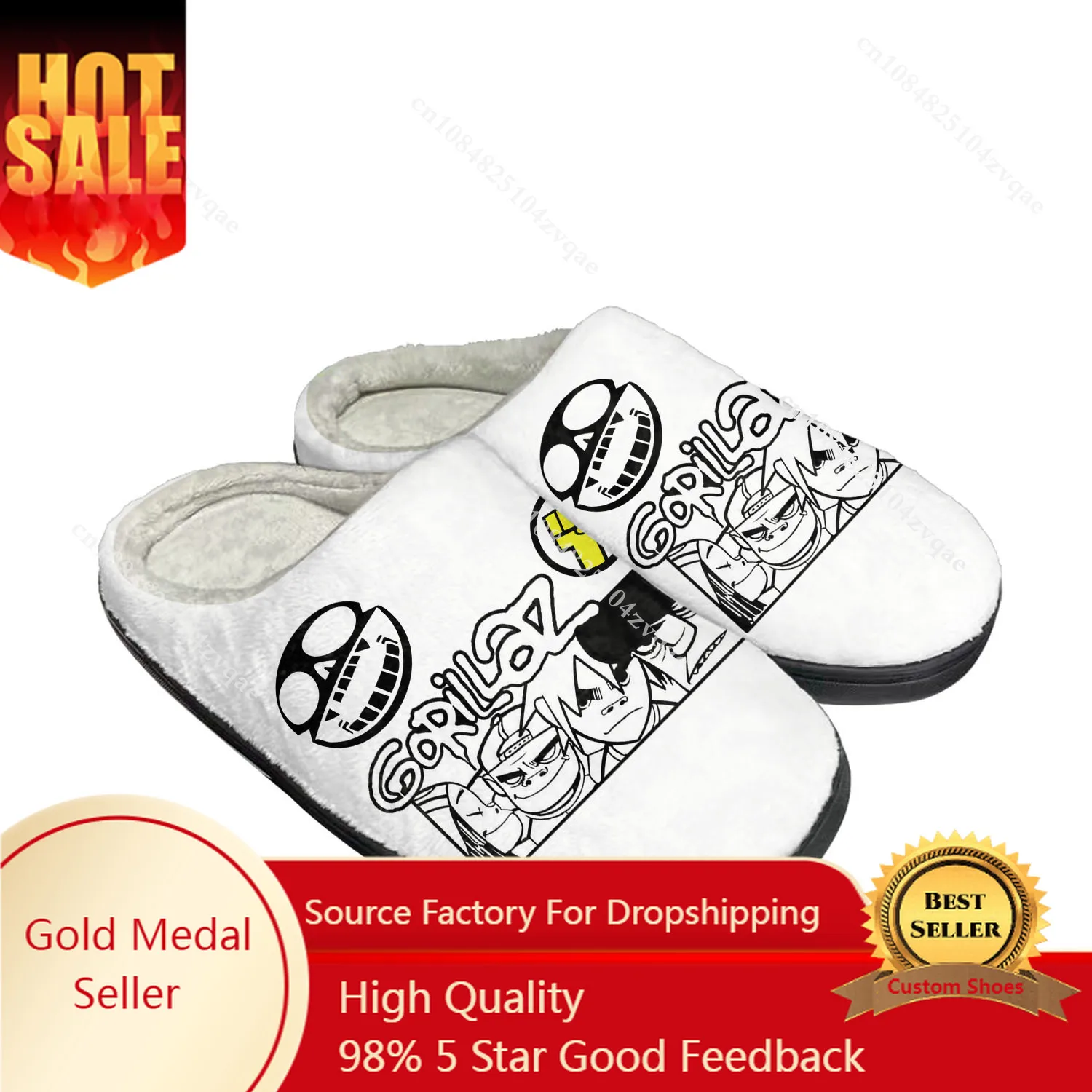 Gorillaz Home Cotton Slippers High Quality Mens Womens Youth Boy Girl Plush Bedroom Keep Warm Shoes Customized Thermal Slipper