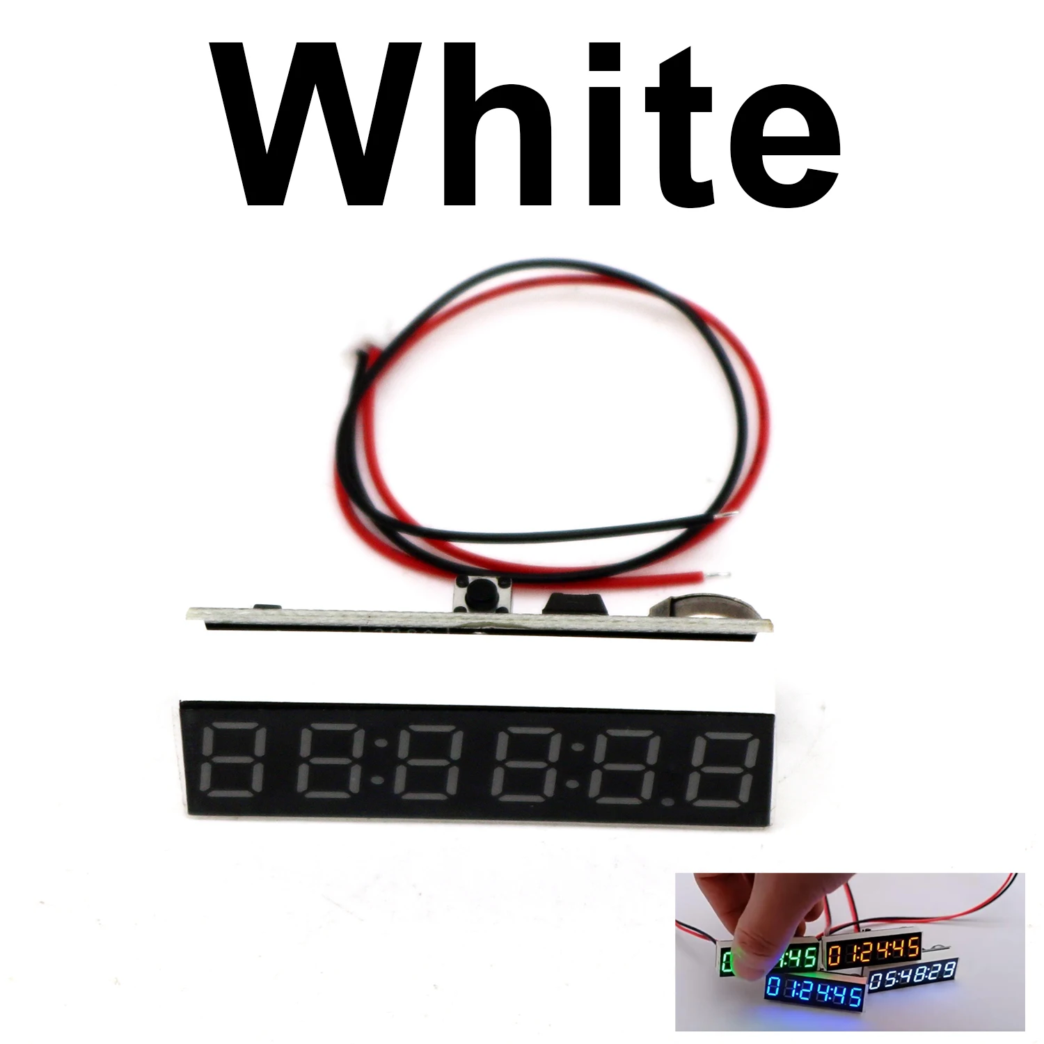 Compact LED Digital Clock with 6-Digit Display and Power-Off Memory