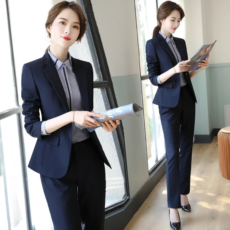 9928 Black Suit Set Women's Business Wear Interview Formal Wear Autumn and Winter Fashion Elegant Business Suit Coat Overalls