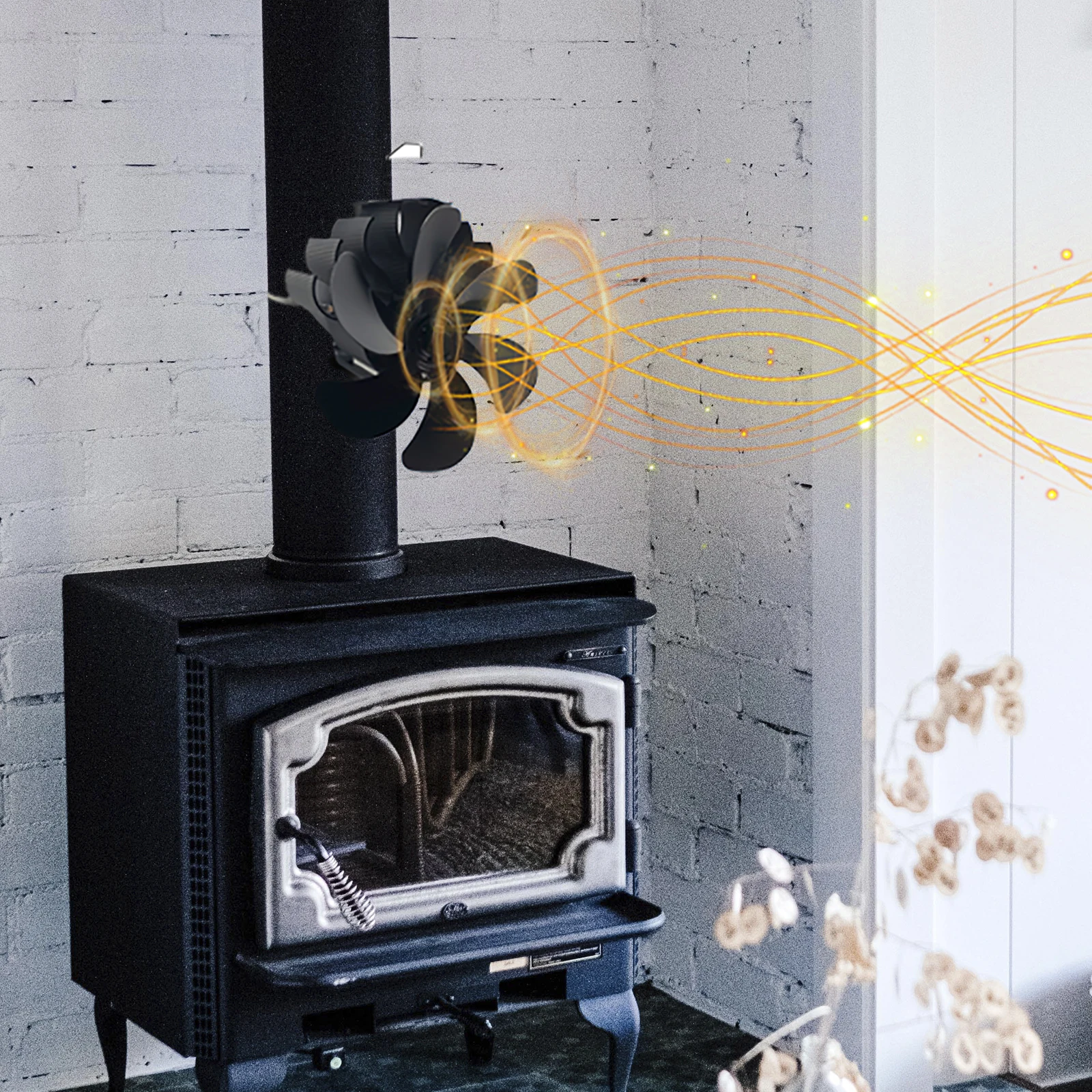 Heat Powered Stove Fan Flue Pipe Fireplace Fan Wood Stove Fans Non Electric Silent Ecofan Gas Logs Pellet
