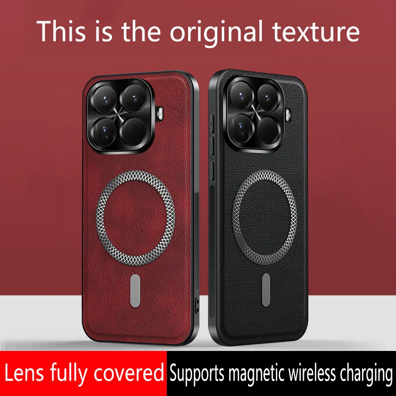 Luxury Leather Texture Magnetic Case for Wireless Charging - Elegant Bumper Cover